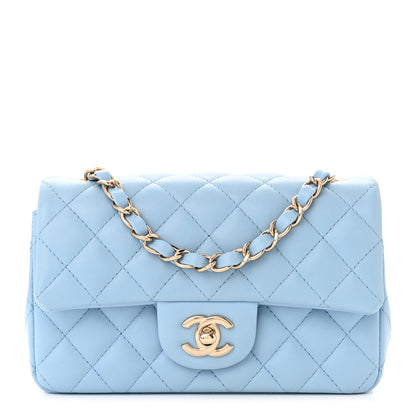 Chanel Lambskin Quilted Mini Rectangular Flap Light Blue 1 of 11