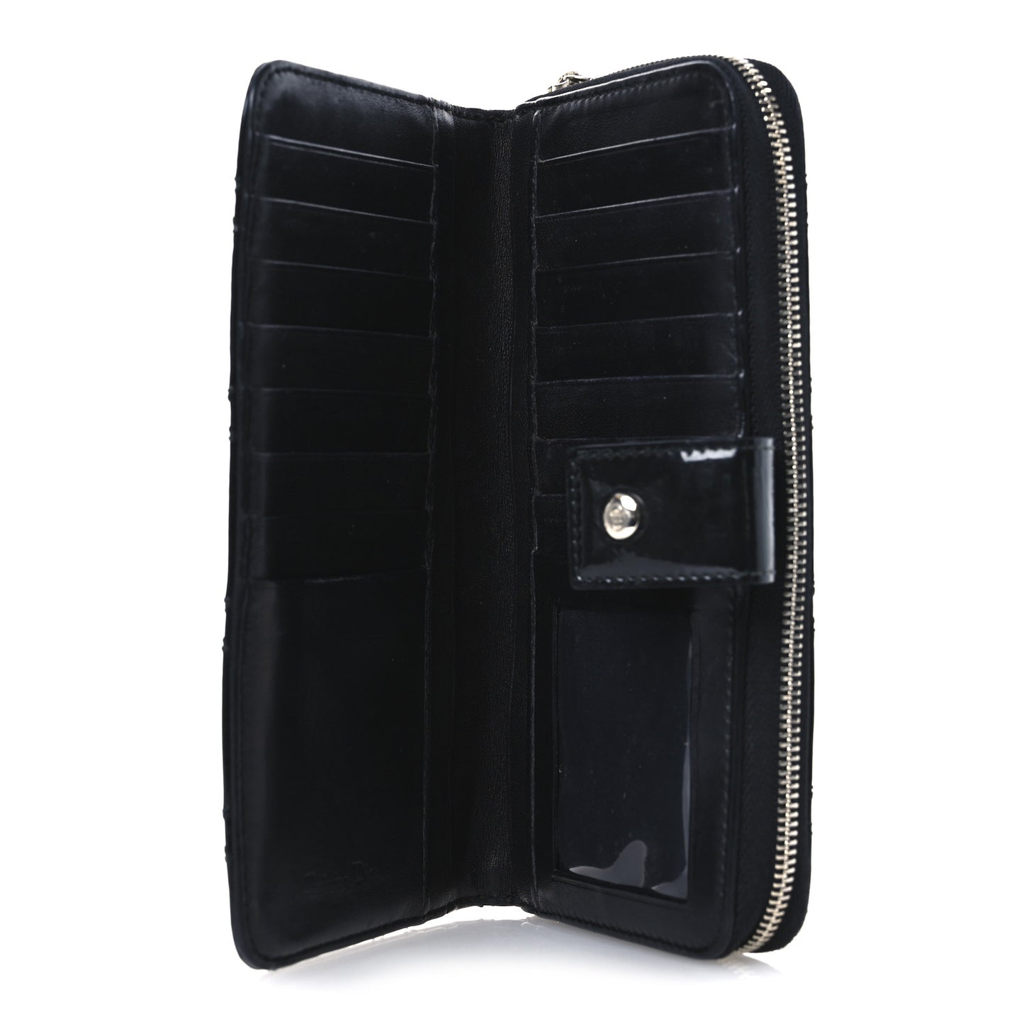 Patent Cannage Lady Dior Continental Wallet Black