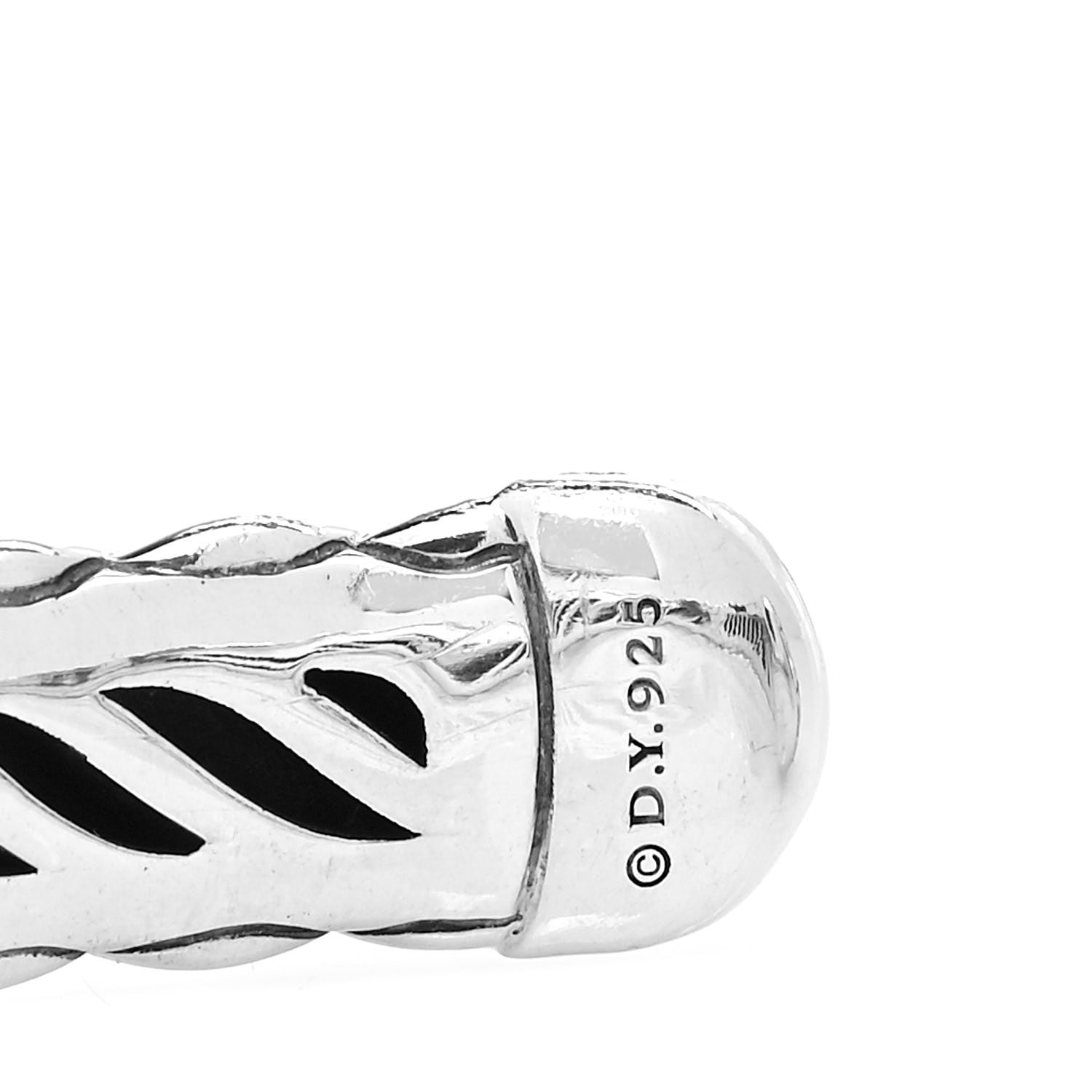 David Yurman Sterling Silver Diamond 10mm Sculpted Cable Cuff Bracelet 4 of 4