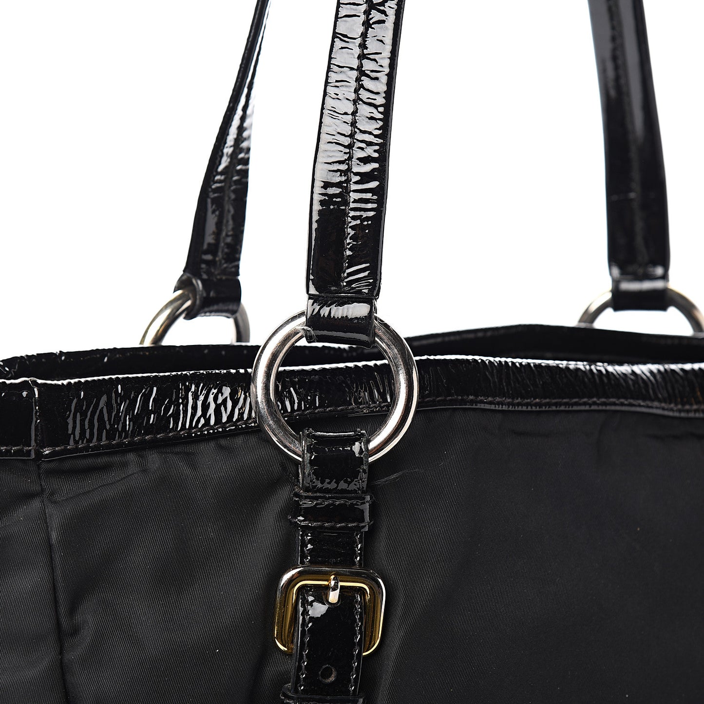 Tessuto Nylon Vernice Tote Black