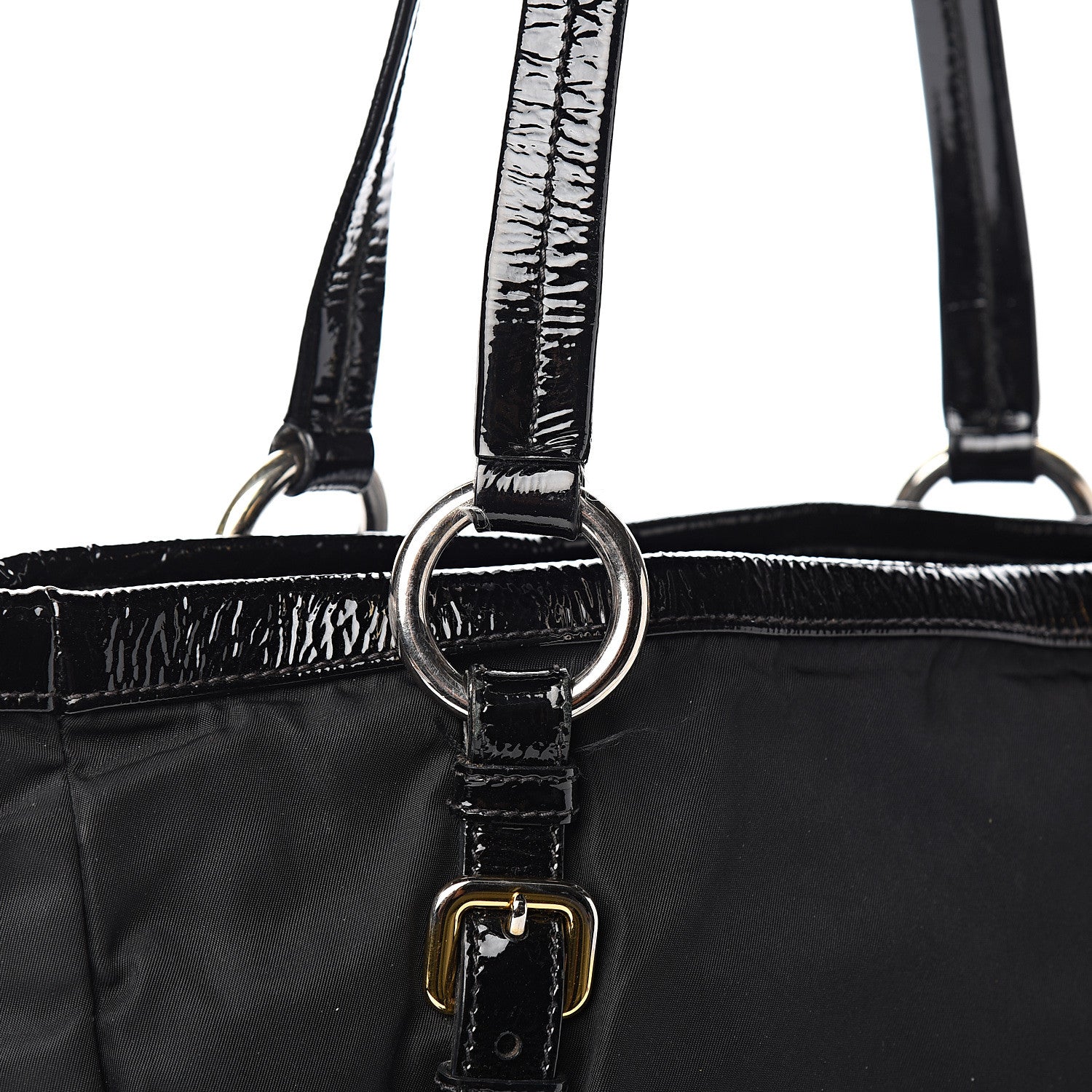 Prada Tessuto Nylon Vernice Tote Black 9 of 10