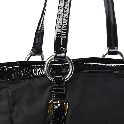 Prada Tessuto Nylon Vernice Tote Black 9 of 10