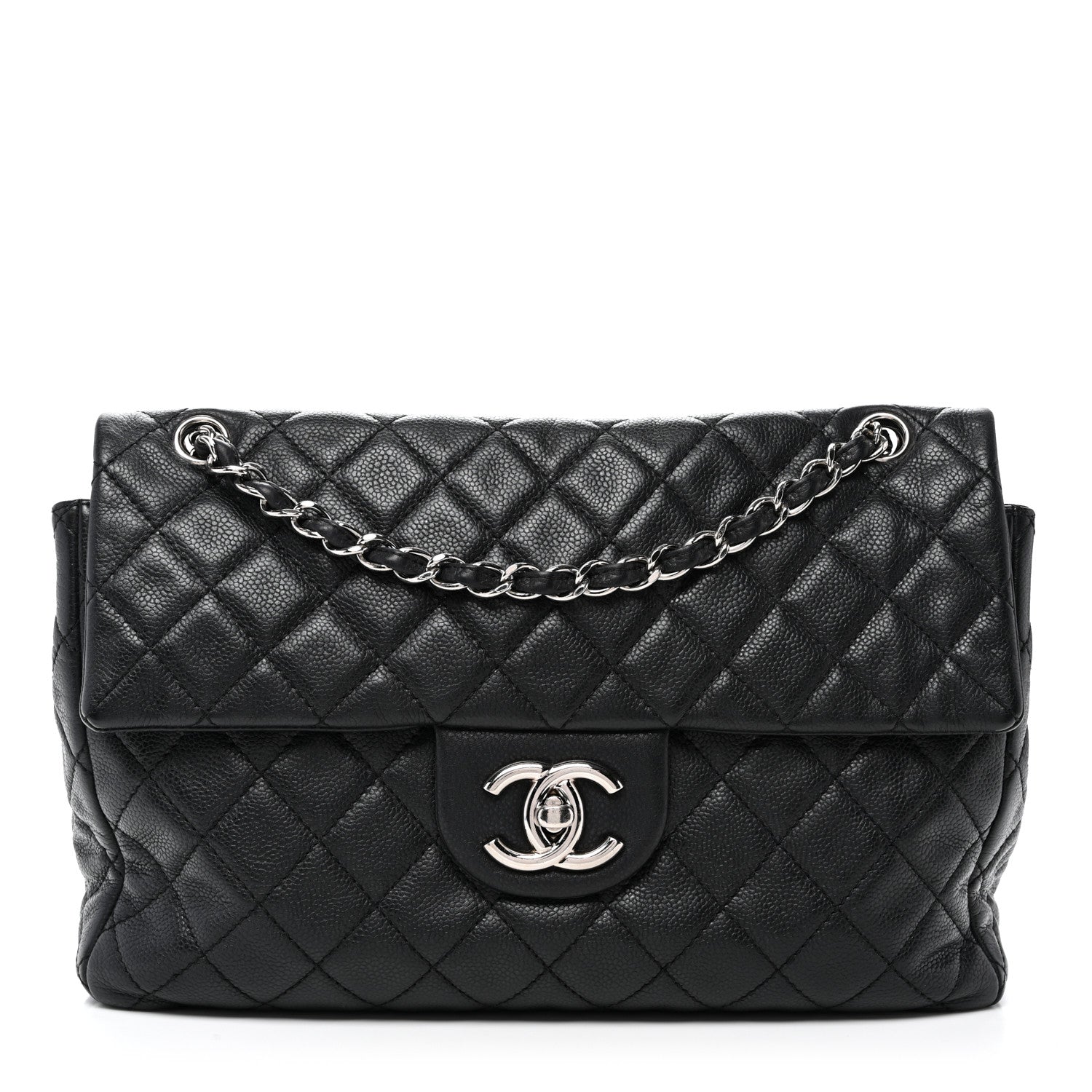 Chanel Washed Caviar Quilted Maxi Single Flap Black 1 of 10