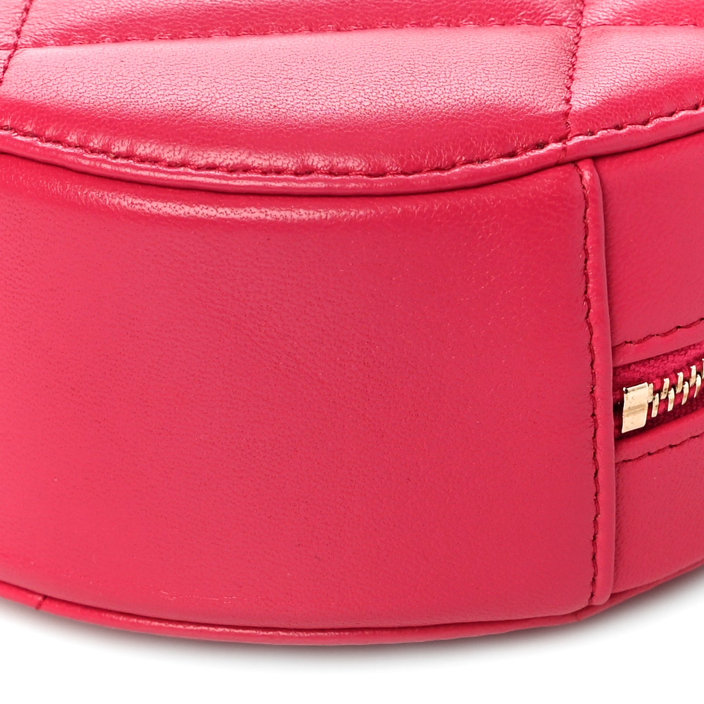 Goatskin Quilted Chanel 19 Round Clutch With Chain Dark Pink
