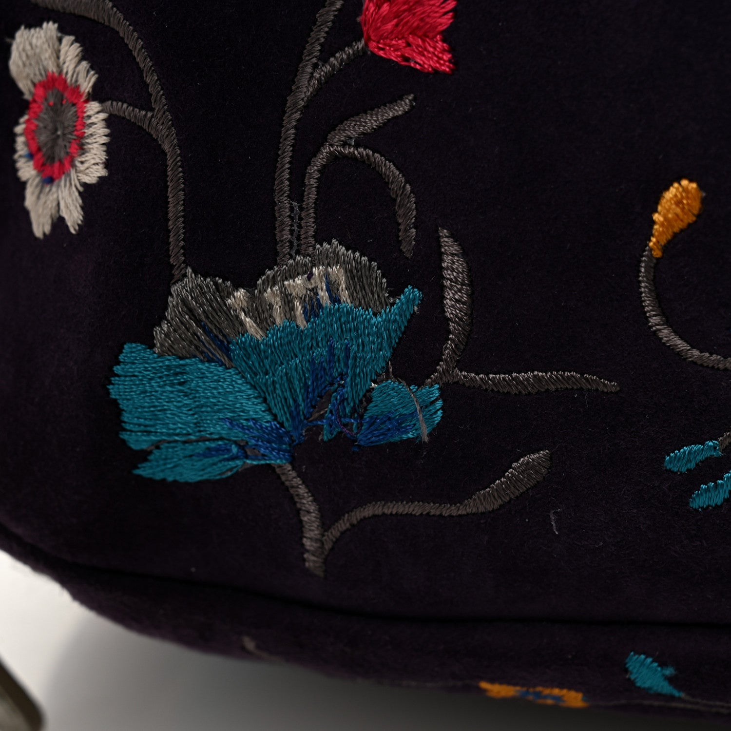 Jimmy Choo Fox Fur Suede Floral Embroidered Biker Shoulder Bag 13 of 14