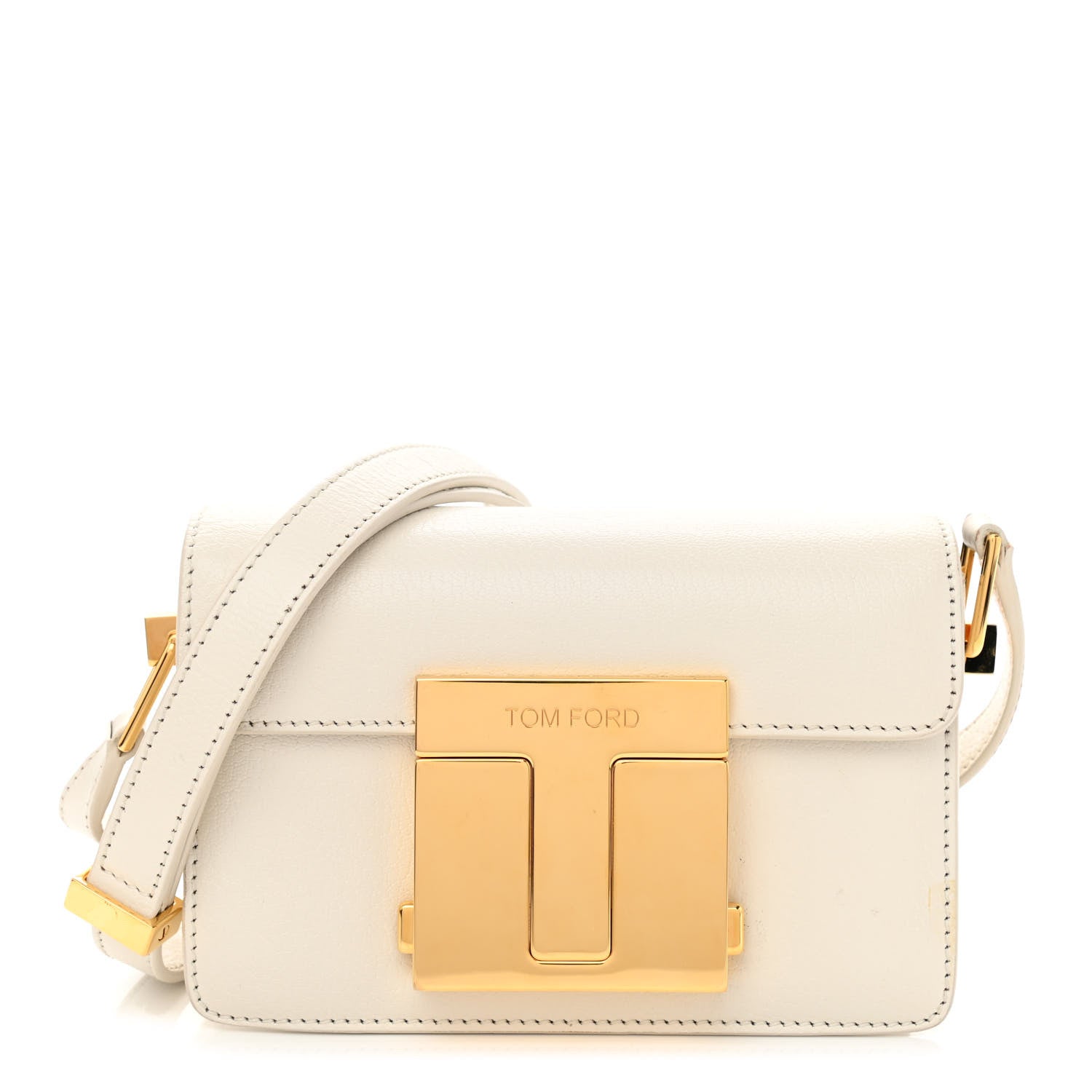 Tom Ford Shiny Goatskin Mini T Clasp Shoulder Bag White 1 of 11