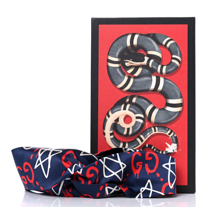 Gucci Silk GucciGhost Stars Print Duchesse Headband Sapphire Red 8 of 8