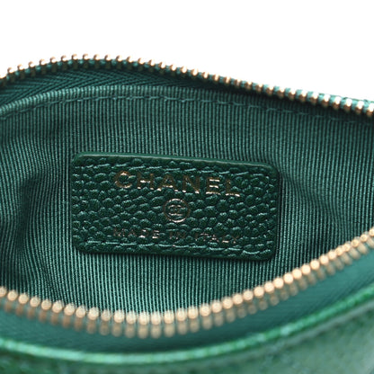 Chanel Metallic Caviar Quilted Small Cosmetic Case Green 6 of 8