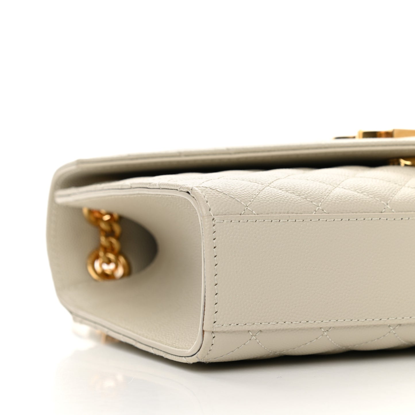 Grain De Poudre Textured Mixed Matelasse Medium Triquilt Monogram Satchel Crema Soft