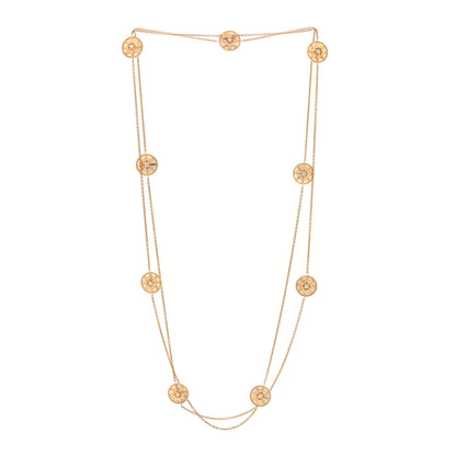 Christian Dior 18K Yellow Gold Diamond Mother of Pearl Rose Des Vents 9-Station Long Necklace 2 of 5