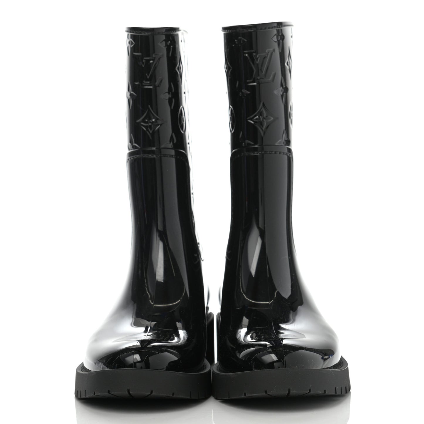 Rubber Embossed Monogram Drops Flat Half Boots 39 Black