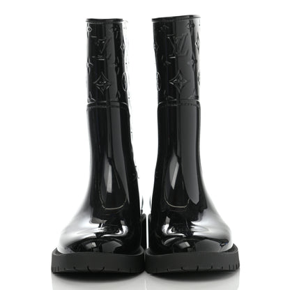 Louis Vuitton Rubber Embossed Monogram Drops Flat Half Boots 39 Black 2 of 7