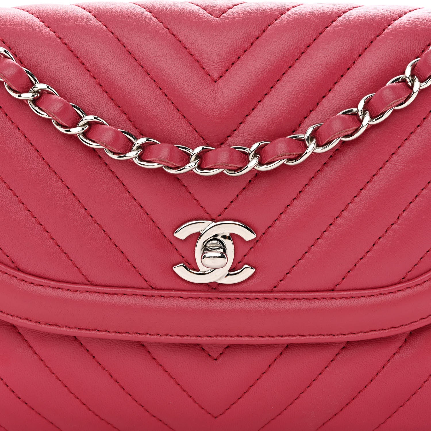 Chanel Lambskin Chevron Medium Single Flap Fuchsia 8 of 10