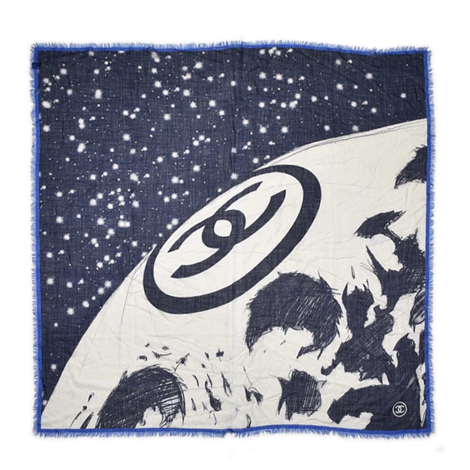 Chanel Cashmere CC Square Scarf Blue 2 of 7