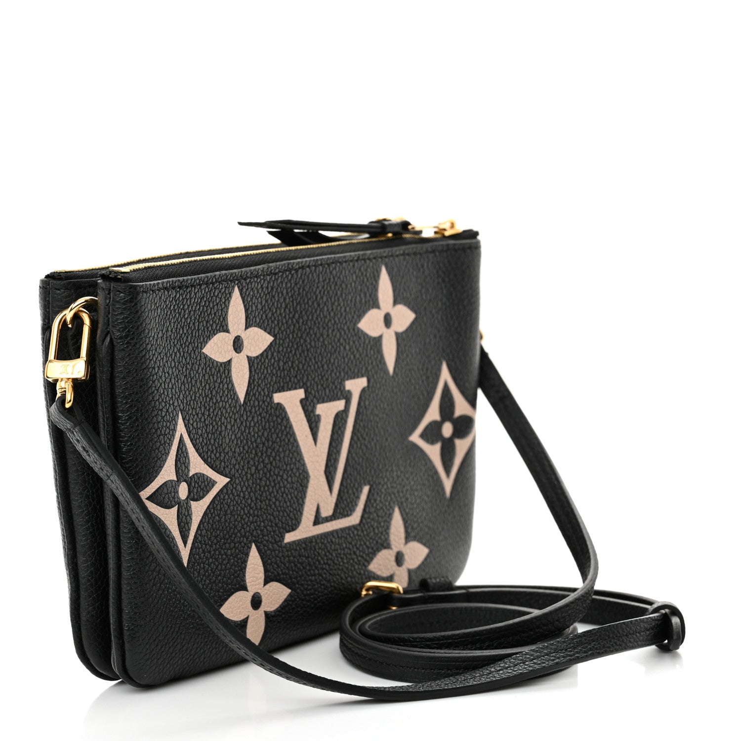 Louis Vuitton Empreinte Monogram Giant Double Zip Pochette Black Cream 3 of 11