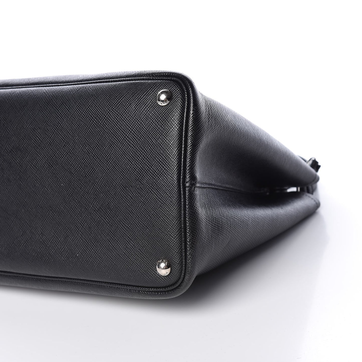 Saffiano Cuir Medium Double Handle Tote Black Mughetto