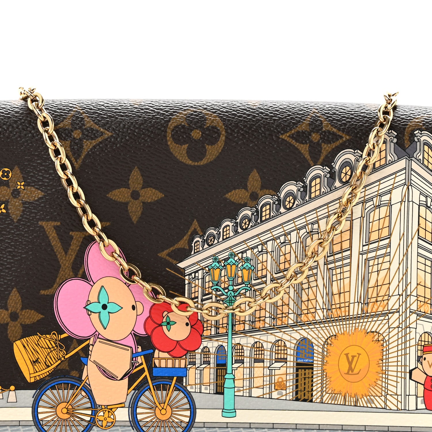 Louis Vuitton Monogram 2022 Christmas Animation Paris Pochette Felicie Chain Wallet Pink 8 of 10