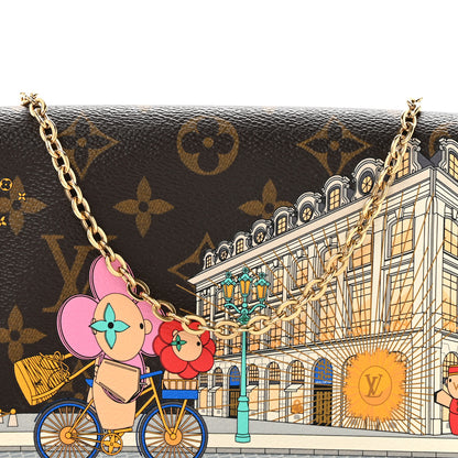 Louis Vuitton Monogram 2022 Christmas Animation Paris Pochette Felicie Chain Wallet Pink 8 of 10