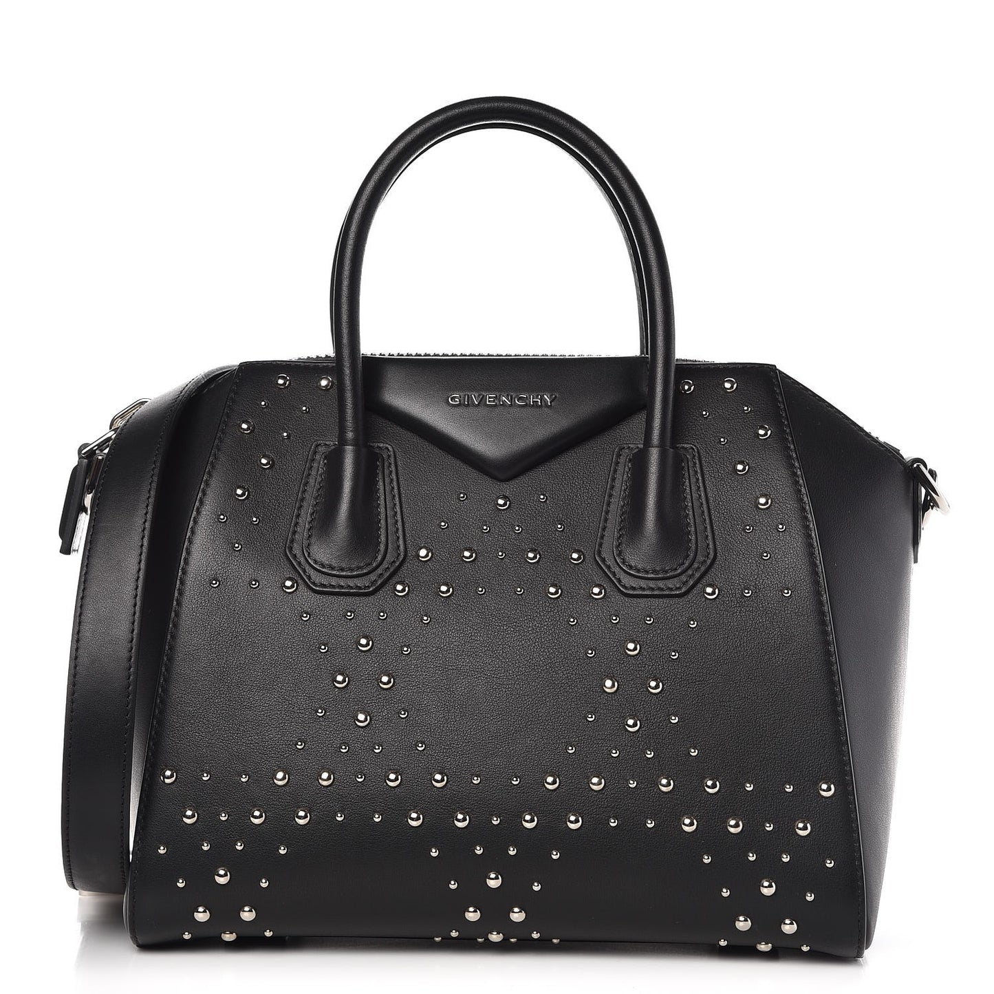 Smooth Calfskin Small Studded Antigona Black