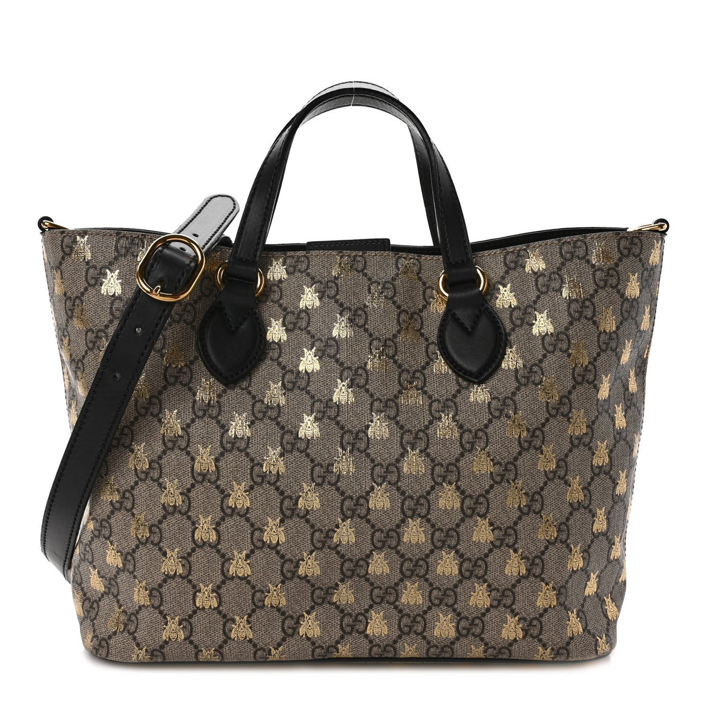 Soft GG Supreme Monogram Bees Small Crossbody Tote Beige Oro Black
