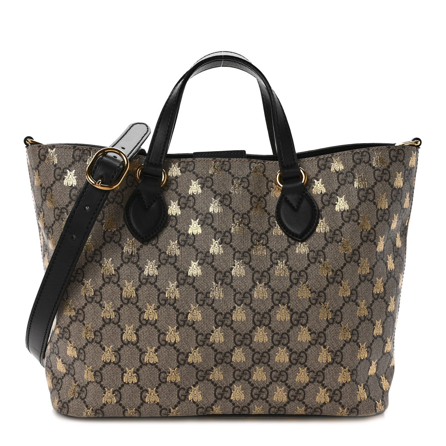 Gucci Soft GG Supreme Monogram Bees Small Crossbody Tote Beige Oro Black 1 of 10