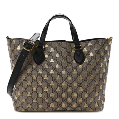 Gucci Soft GG Supreme Monogram Bees Small Crossbody Tote Beige Oro Black 1 of 10
