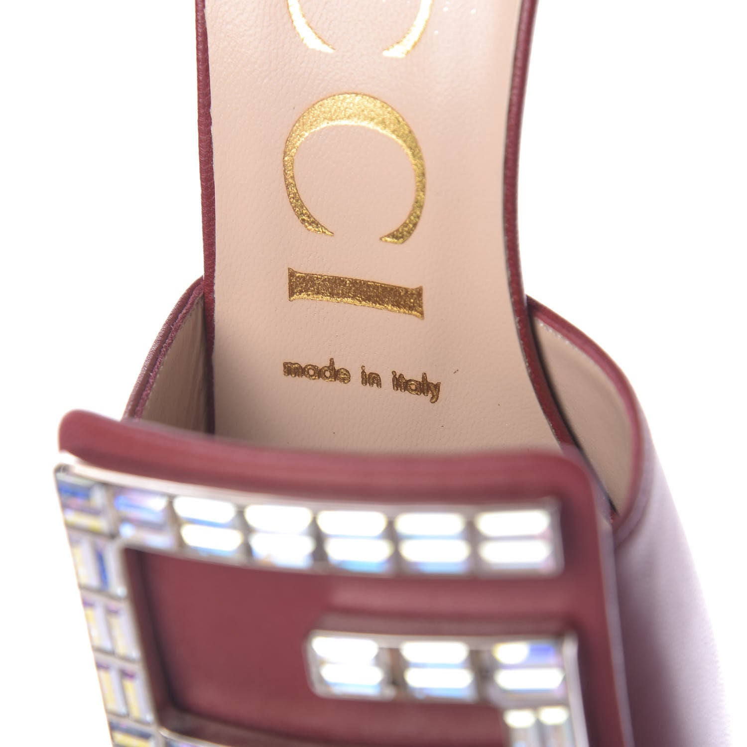 Gucci Malaga Kid Crystal Square G Madelyn Mules 37 Romantic Cerise 9 of 13