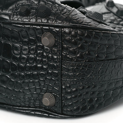 Balenciaga Extra Supple Calfskin Monochrome Crocodile Embossed Medium Le Cagole Shoulder Bag Black 9 of 9
