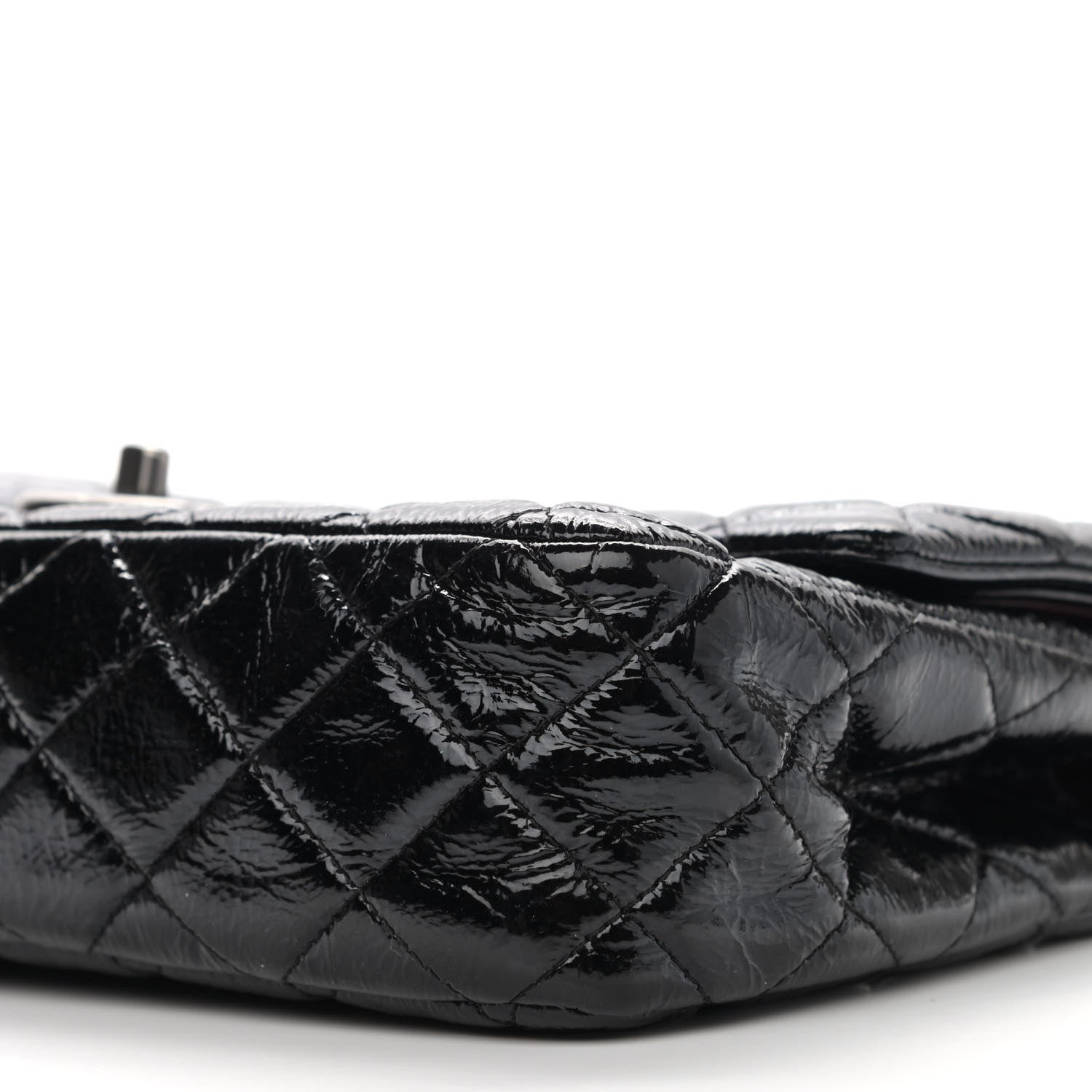 Chanel Distressed Patent Quilted Medium Double Flap Black 10 of 10