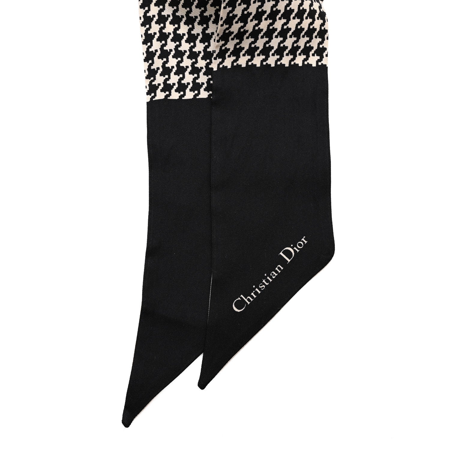 Christian Dior Silk Houndstooth Mitzah Scarf Black White 2 of 6