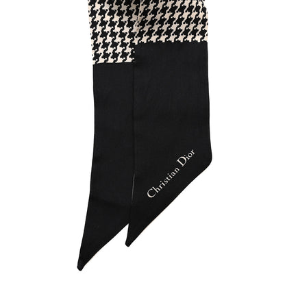 Christian Dior Silk Houndstooth Mitzah Scarf Black White 2 of 6