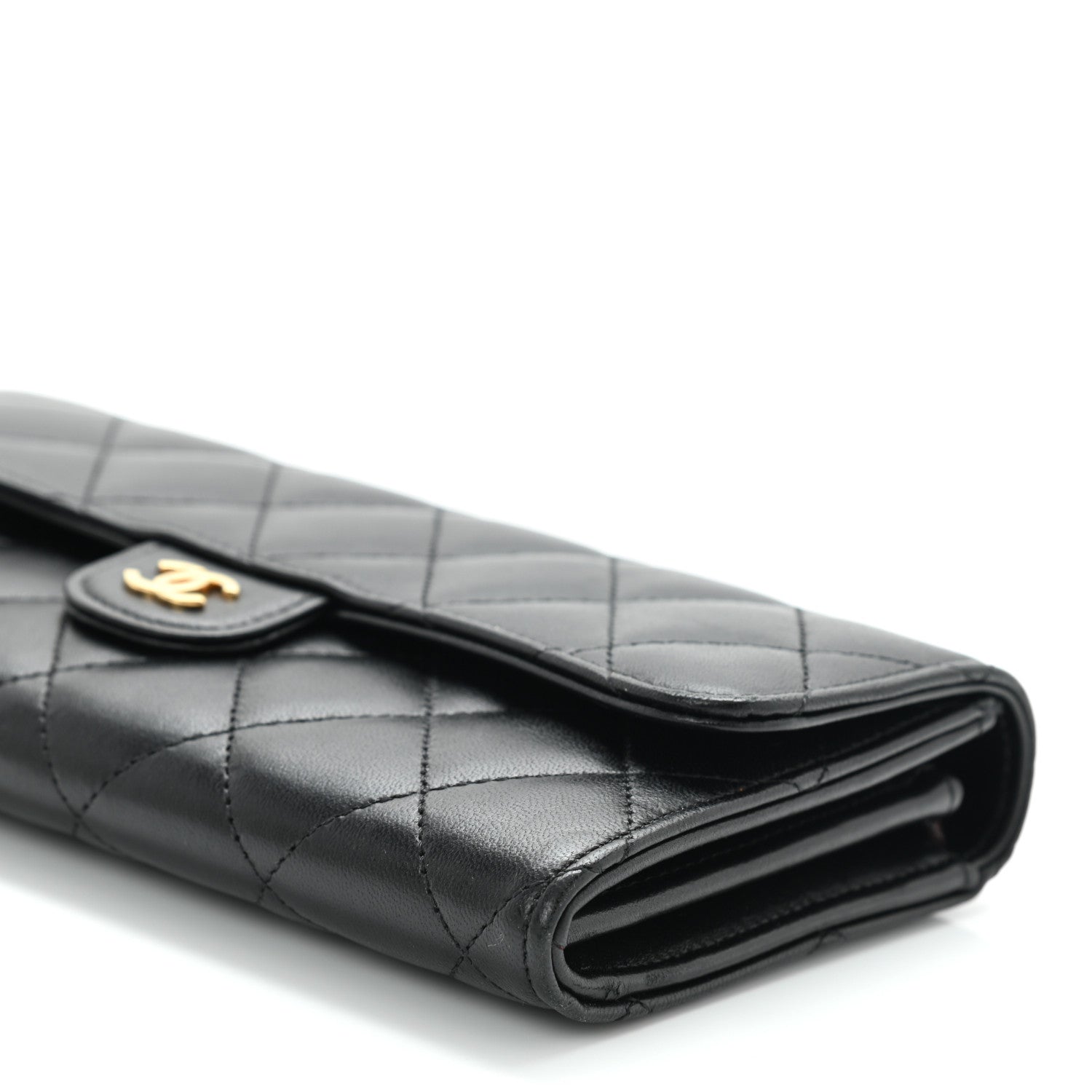 Chanel Lambskin Quilted Large Gusset Flap Wallet Black 11 of 11
