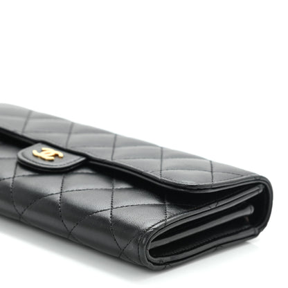Chanel Lambskin Quilted Large Gusset Flap Wallet Black 11 of 11