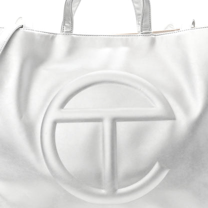 Telfar Metallic Vegan Leather Large Shopping Bag Silver 8 of 10