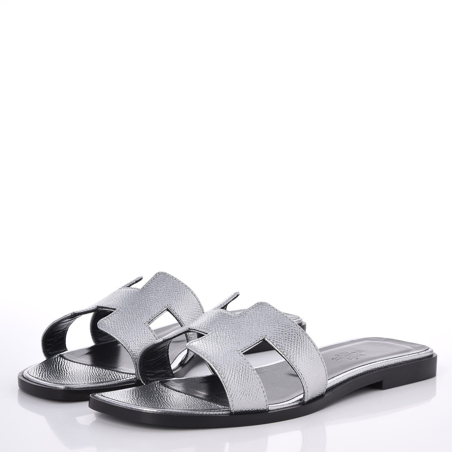 Hermes Metallic Epsom Oran Sandals 37 Argent 3 of 7