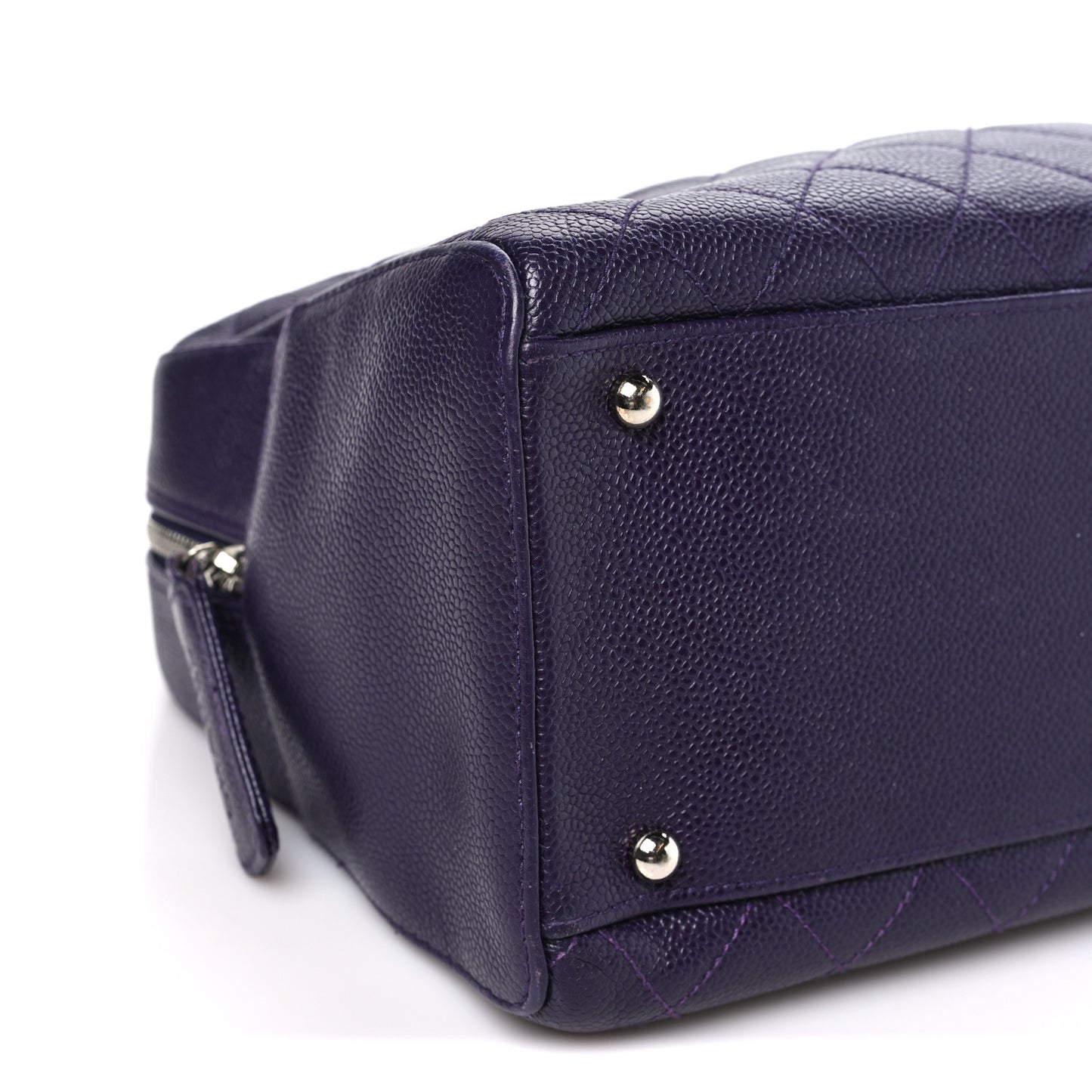 Caviar Quilted Bowler Dark Purple