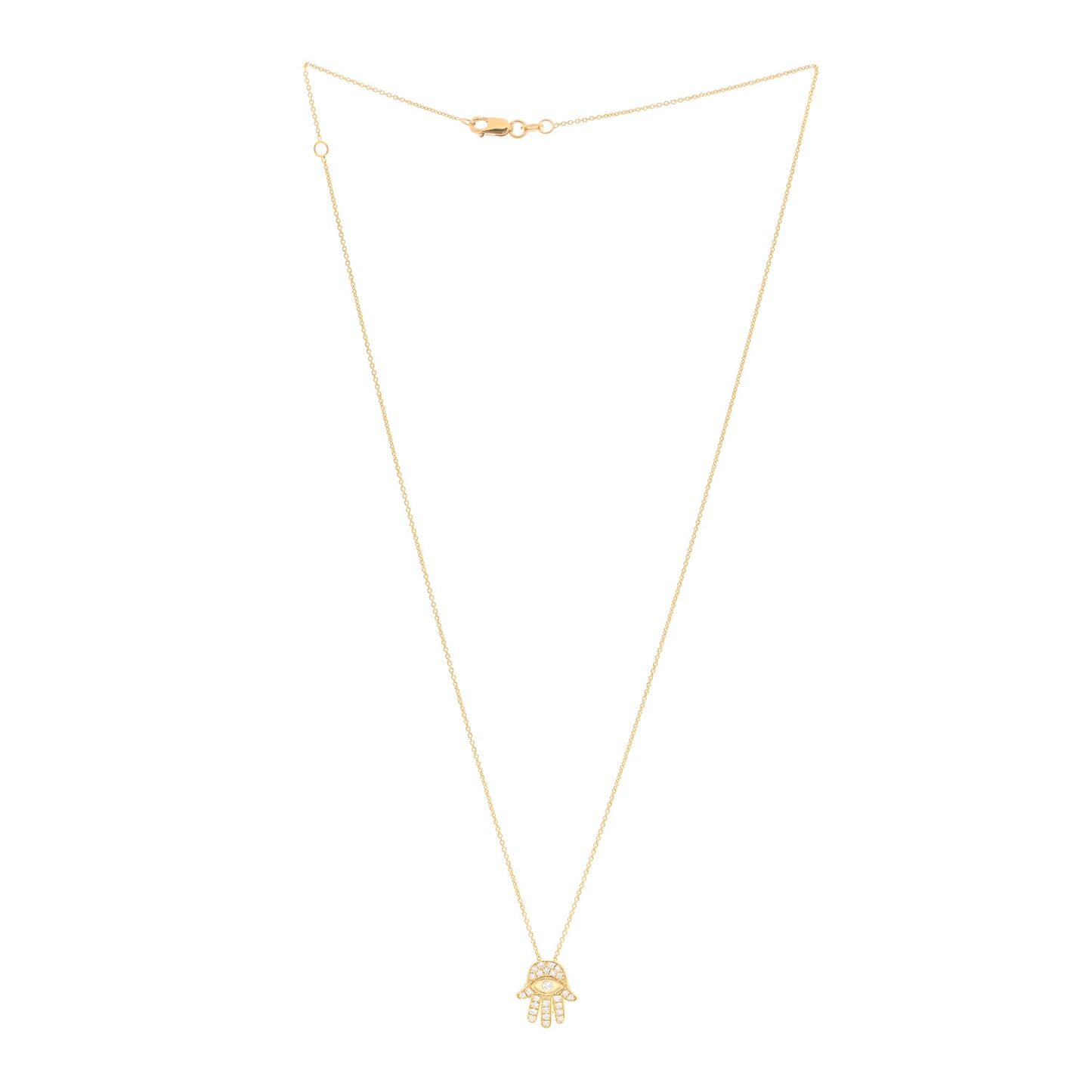 18K Yellow Gold Diamond Tiny Treasures Hamsa Pendant Necklace