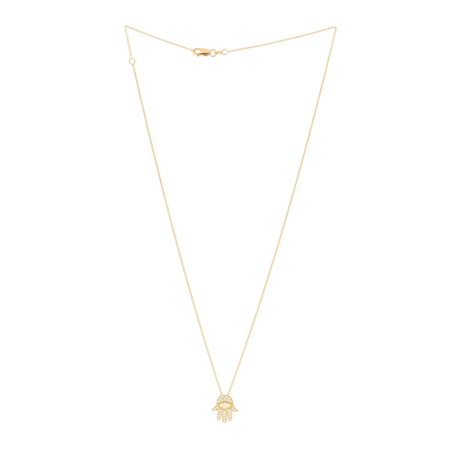 Roberto Coin 18K Yellow Gold Diamond Tiny Treasures Hamsa Pendant Necklace 2 of 4
