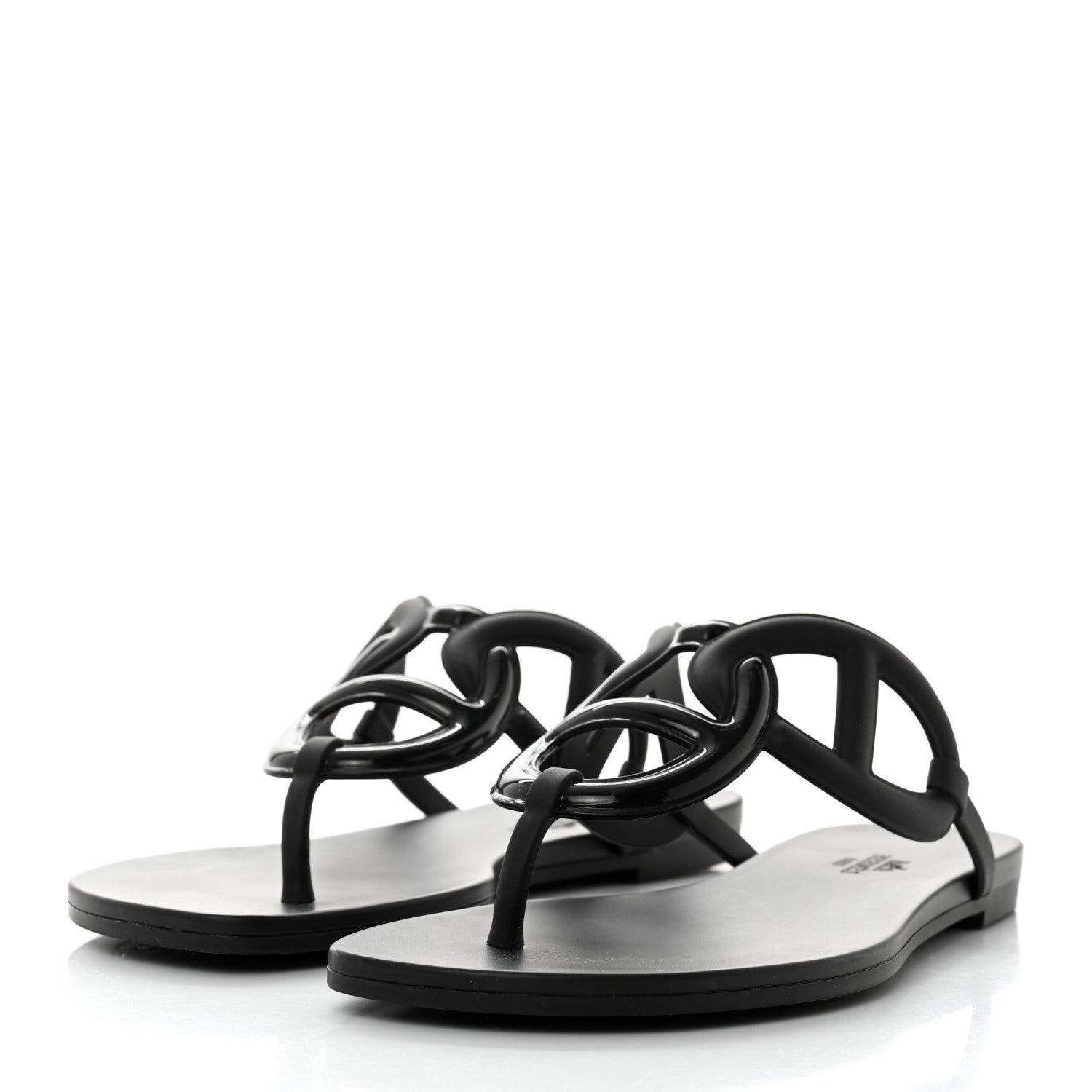 Hermes Rubber Womens Egerie Sandals 38 Black 3 of 9