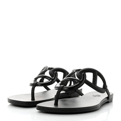Hermes Rubber Womens Egerie Sandals 38 Black 3 of 9