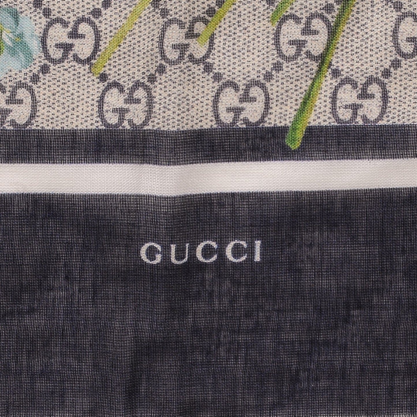 Modal Silk Monogram New Bloom GG Square Scarf Midnight Blue Sky Blue