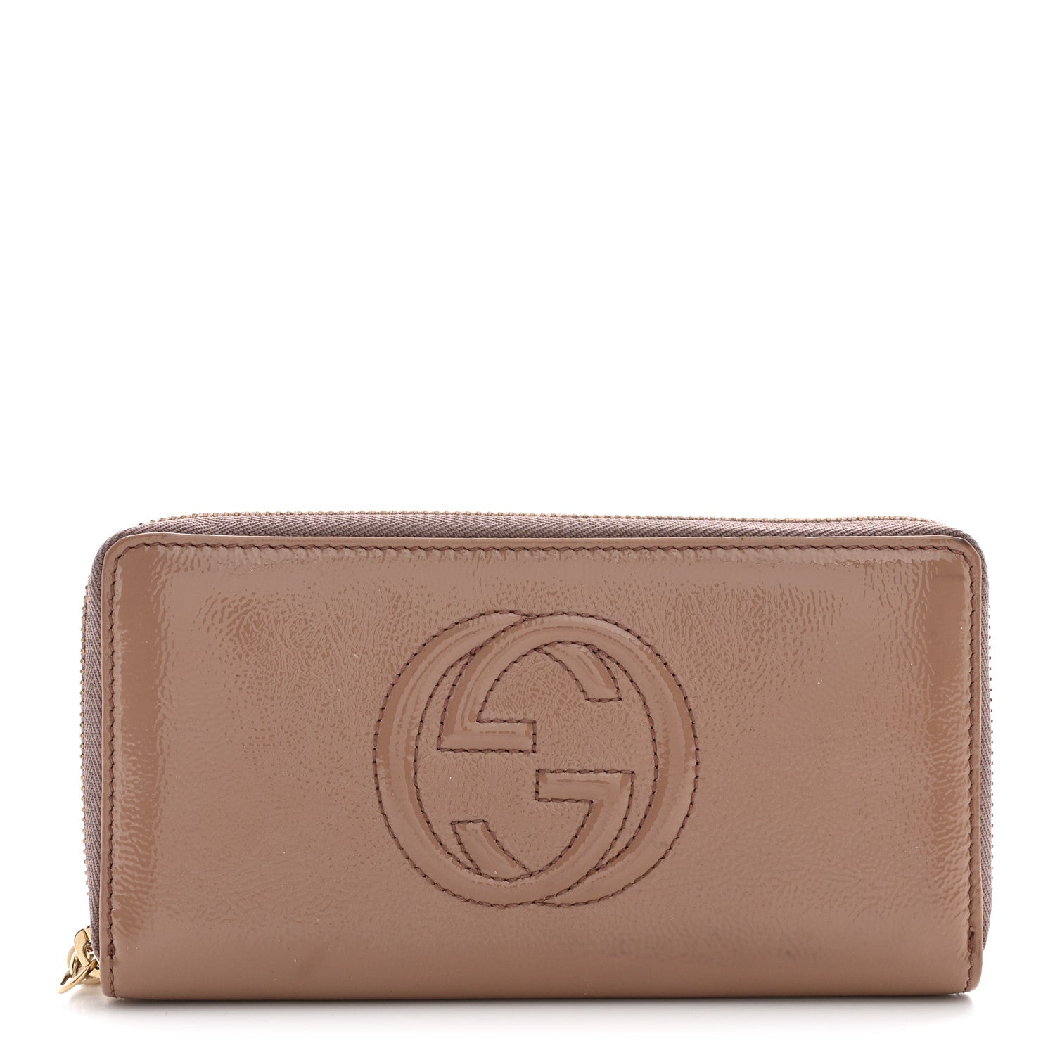 Gucci Patent Soho Zip Around Wallet Dark Cipria 1 of 7