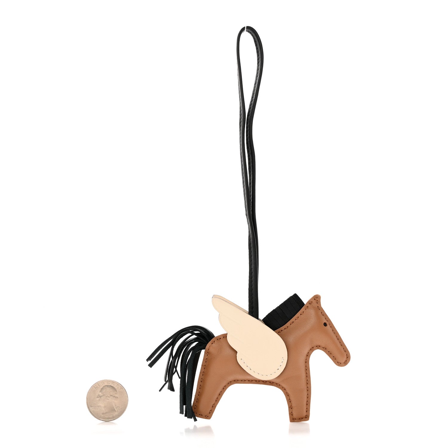 Hermes Milo Lambskin Grigri Rodeo Pegase Horse Bag Charm PM Sesame Black Nata 2 of 4