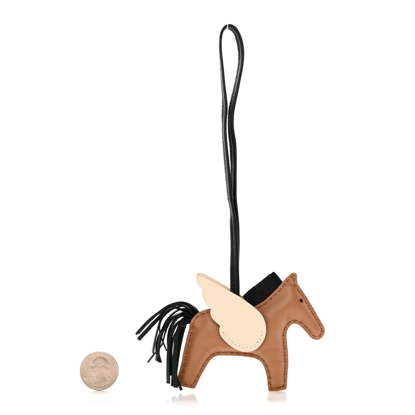 Milo Lambskin Grigri Rodeo Pegase Horse Bag Charm PM Sesame Black Nata