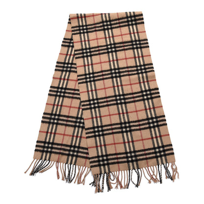 Burberry Lambswool Check Fringe Scarf Camel 3 of 4