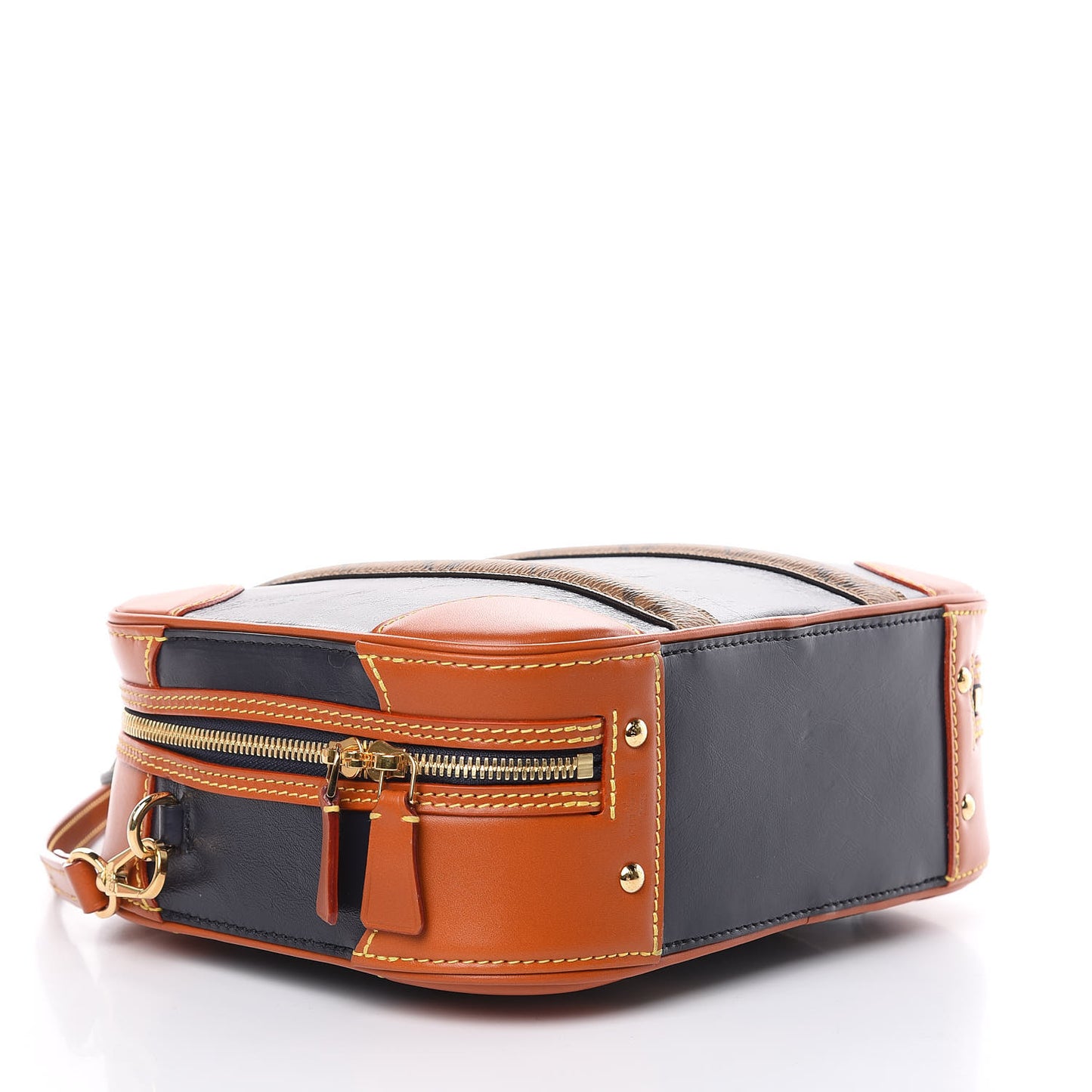 Calfskin Reverse Monogram Valisette PM Navy Caramel