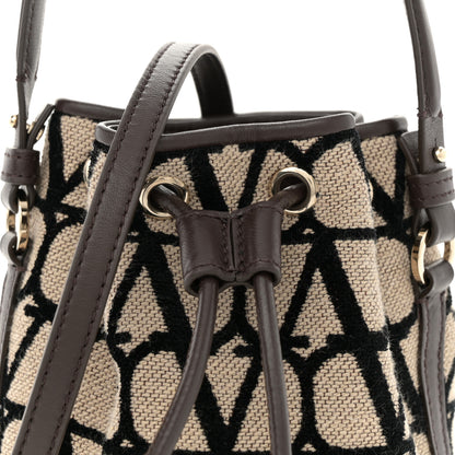 Valentino Garavani Toile Iconographe Nappa Mini Vlogo Signature Bucket Bag Naturale Black Fondant 7 of 9