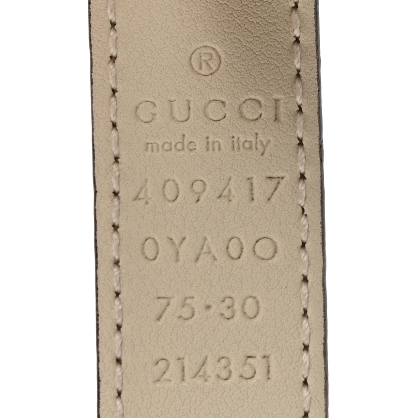 Plutone Calfskin Double G 20mm Belt 75 30 Mystic White