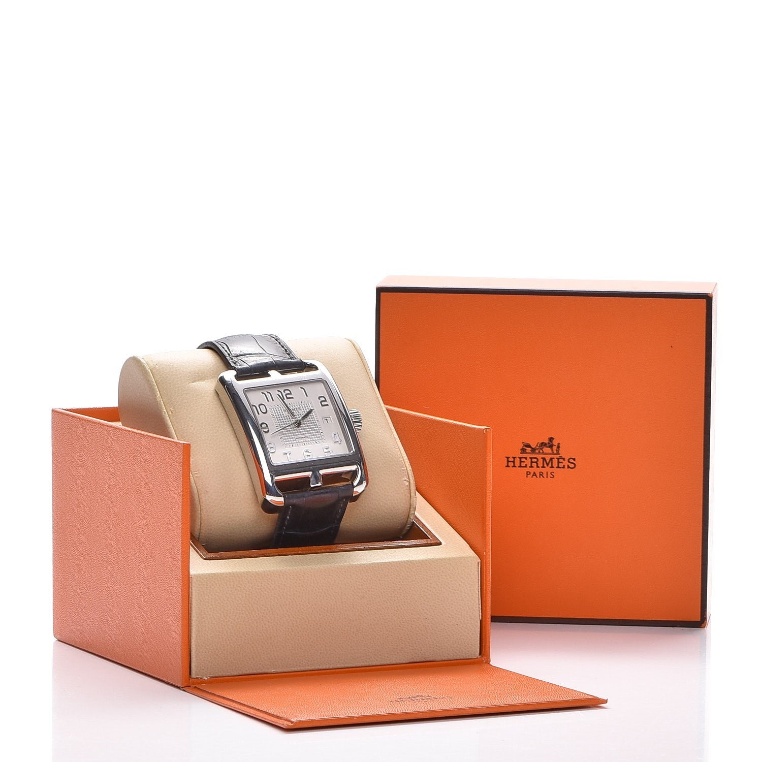 Hermes Stainless Steel Alligator 33mm Cape Cod Quartz Watch Noir 10 of 10