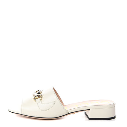 Gucci Malaga Kid Zumi Mid Heel Slide Sandals 36 Dusty White 1 of 9